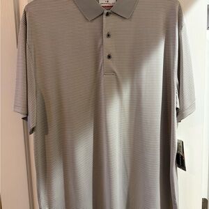 Grand Slam Men's Polo Shirt in Gray and White Stripes